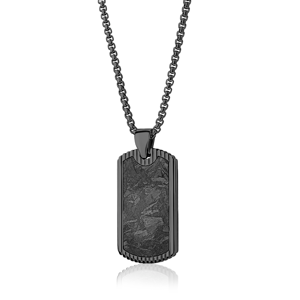 Stainless Steel Black Ion Carbon Fiber Dog Tag