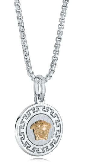 Stainless Steel Greek Key Medusa Head Necklace