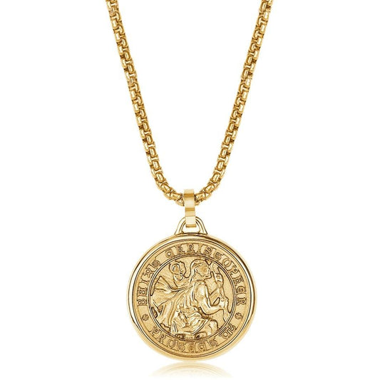 Stainless Steel GoldIp Saint Christopher