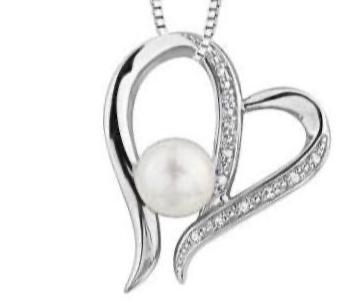 Sterling Silver Pearl and Diamond Pendant