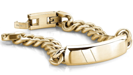 Stainless Steel Gold Plated Curb Id bracelet