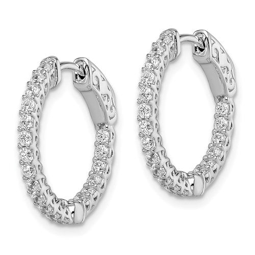 CZ Stones In And Out Round Hoop Earrings