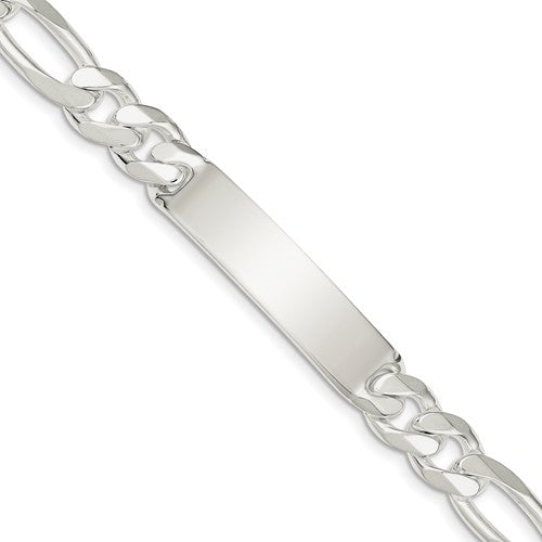 10mm Sterling Silver Figaro ID Bracelet