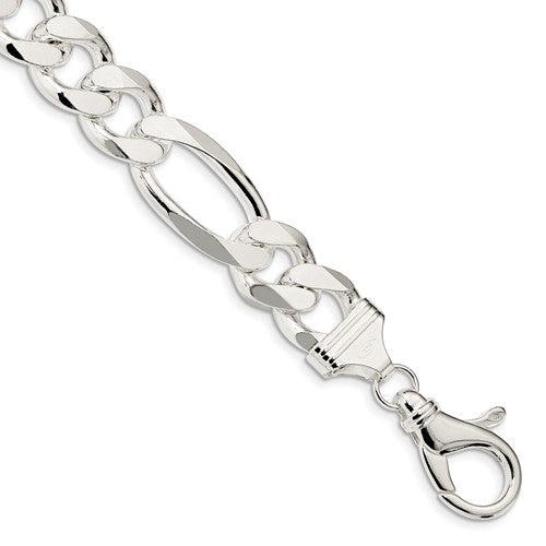 15.5mm Sterling Silver Figaro Bracelet