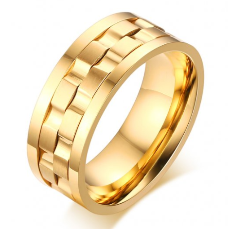 9mm Comfort Fit Stainless Steel Gold Ip Spinning Ring