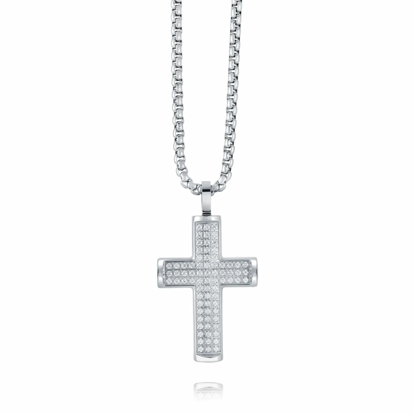 Stainless Steel Cubic zirconia Cross Necklace