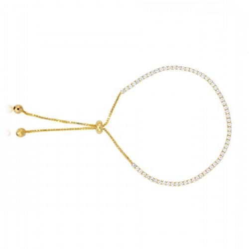 Sterling Silver Yellow Gold Plating Adjustable Lariat Bracelet