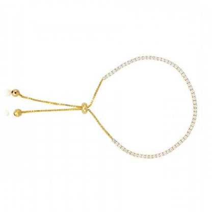 Sterling Silver Yellow Gold Plating Adjustable Lariat Bracelet