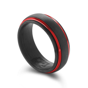 Stainless Steel Striped Carbon Fibre Ring