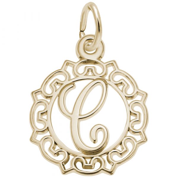 Rembrandt Charms Ornate Script Initial C Charm