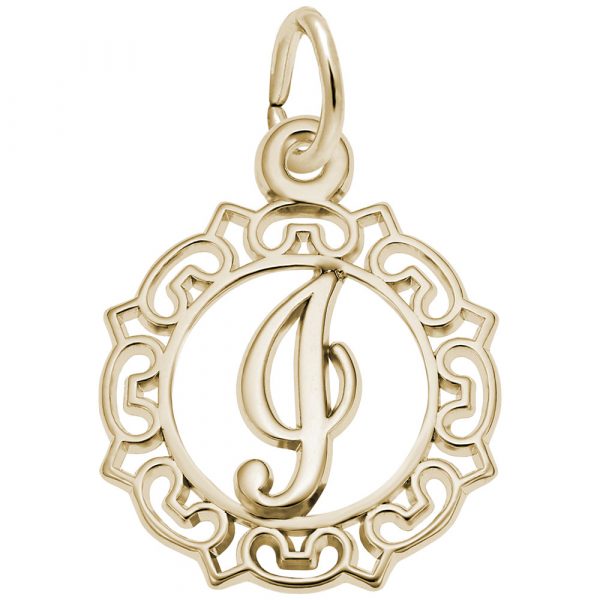 Rembrandt Charms Ornate Script Initial J Charm