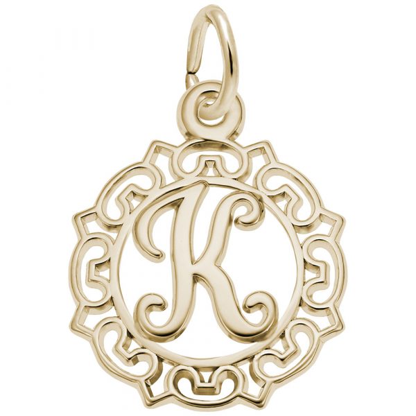 Rembrandt Charms Ornate Script Initial K Charms