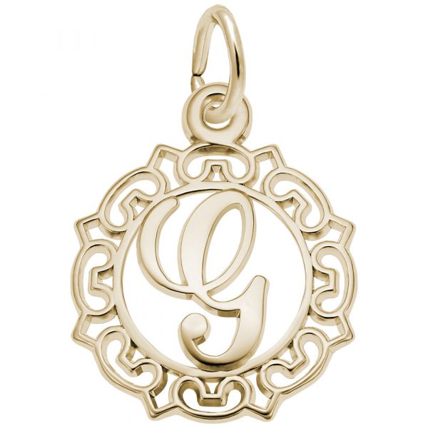 Rembrandt Charms Ornate Script Initial G Charms