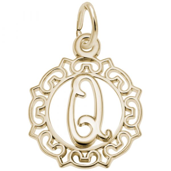 Rembrandt Charms Ornate Initial Q Charm