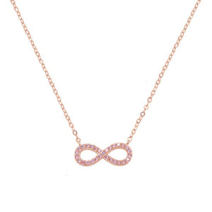 Sterling Silver Rose Plating Infinity Necklace