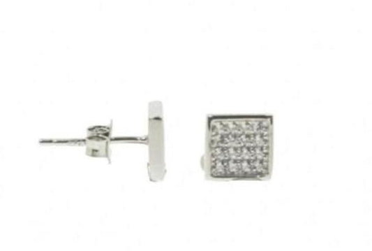 Sterling Silver Square Micro-Pave CZ Studs