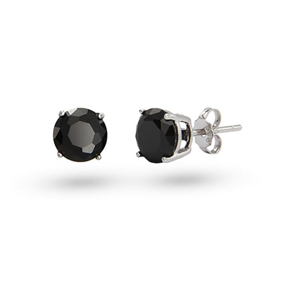 (4mm) Sterling Silver Black CZ Studs