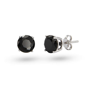 (5mm) Sterling Silver Black CZ Studs