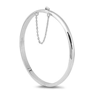 Sterling Silver Bangle with Safety Chain