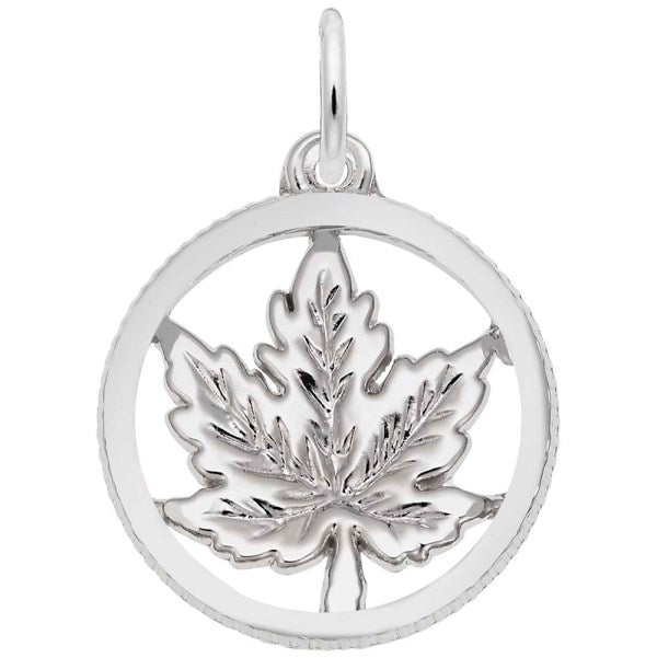 Rembrandt Charms Maple Leaf Round Disc Charm